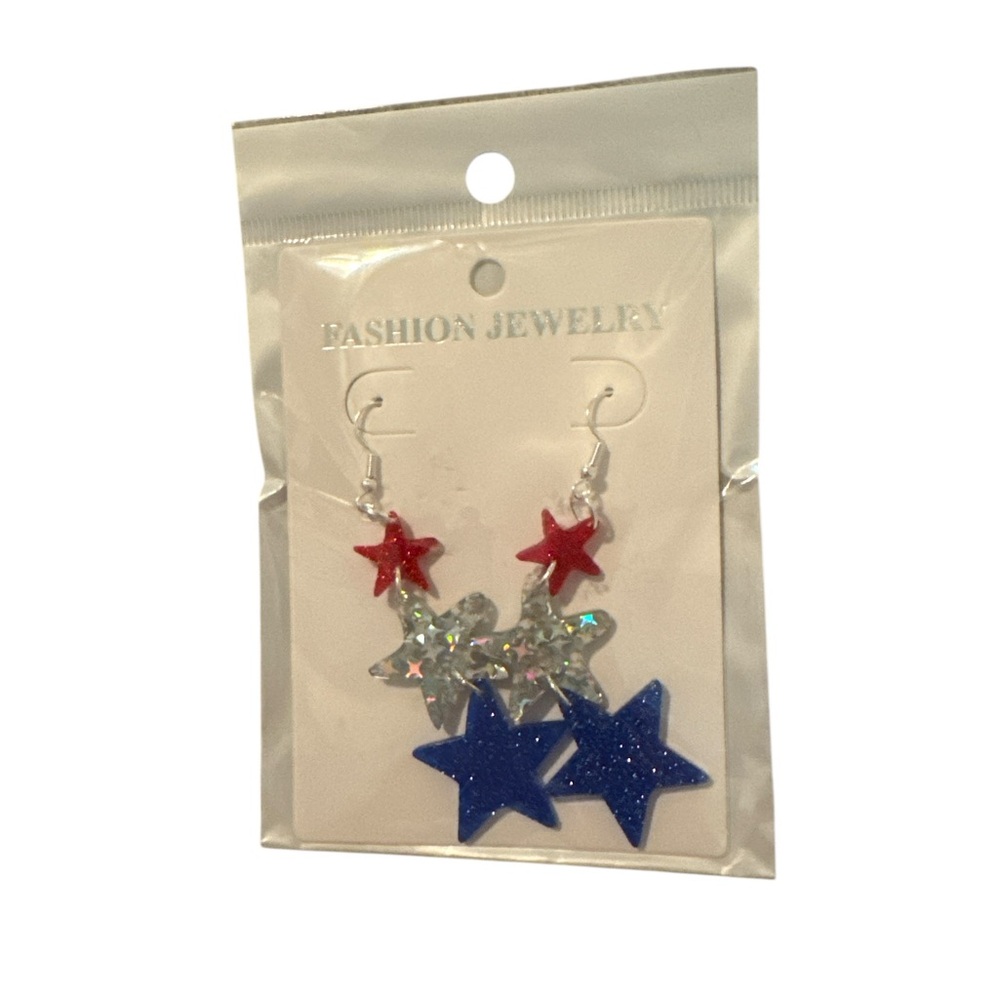 Red white and Blue Star Earrings